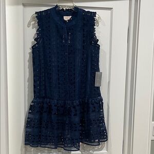 Ciebon Navy Lace Butterfly Eyelet Sleeveless Dress